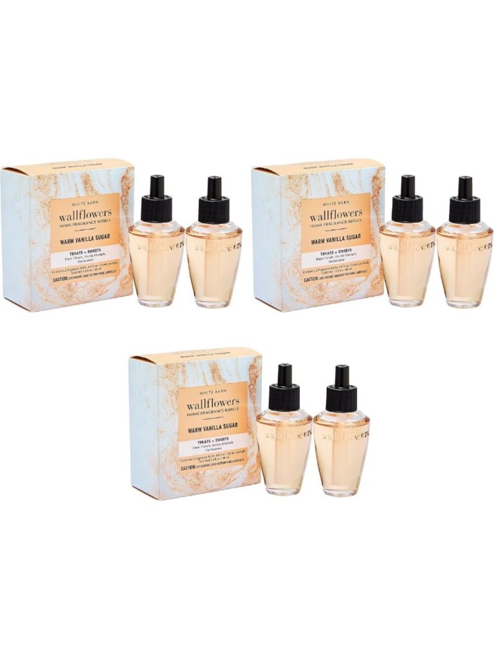 Warm Vanilla Wallflower Refills - 6 Pack, Long-Lasting Home Fragrance, Cozy